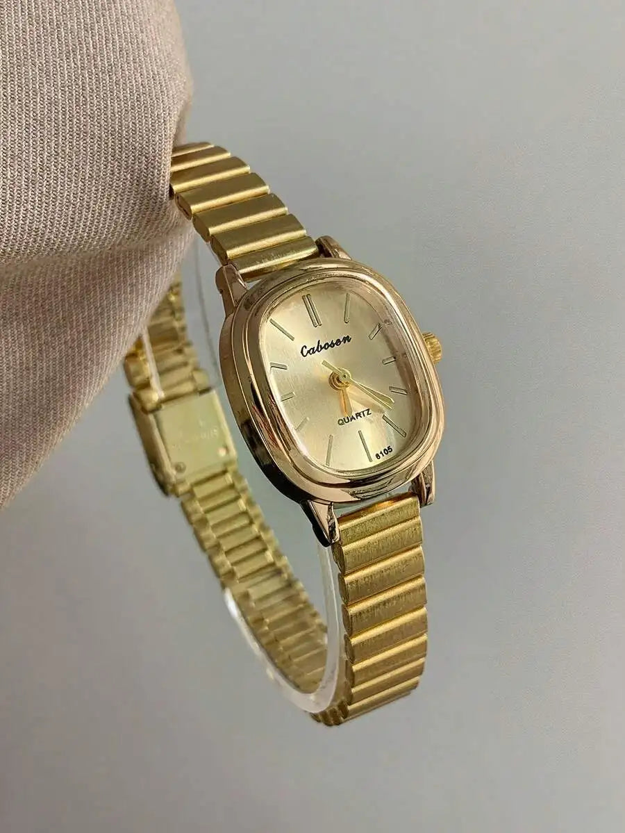 1pc Women's Square Gold Quartz Watch, Exquisite Minimalist Retro Style, Suitable For Daily Wear And An Ideal Gift For Life