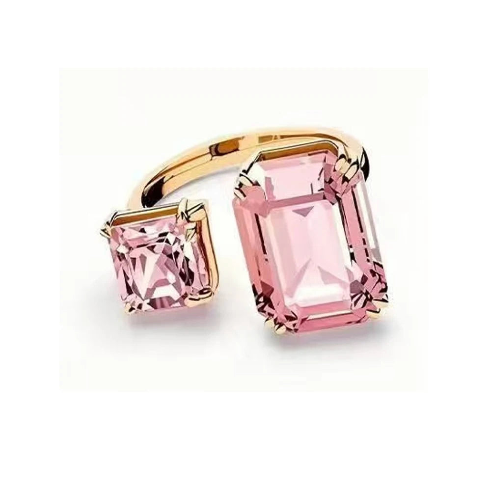 New flower pink crystal accessory romantic jewelry ring holiday party gift