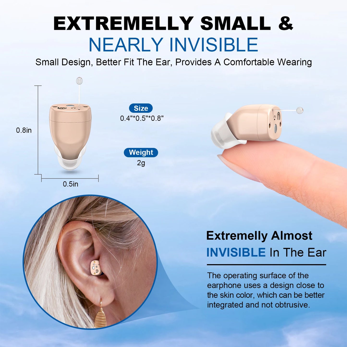 Mini Adjustable Sound Amplifiers Portable Hearing Aid Invisible In- Ear Hearing Aids Hearing Amplifier