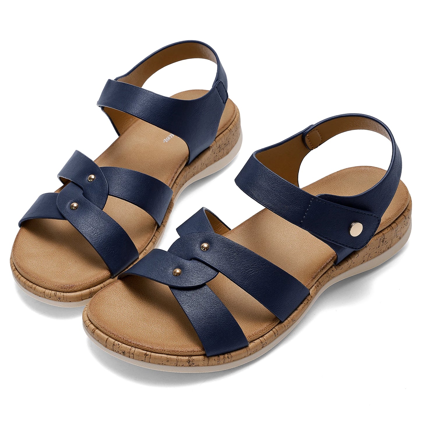 Women Open Toe Flat Sandals Arch Support Adjustable Comfort Summer Beach Casual Walking Shoes