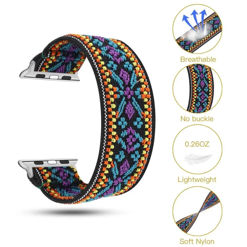 Scrunchie Strap for Apple watch band 40mm 44mm 42mm 45mm 41mm 49mm Elastic solo loop bracelet iWatch series 3 se 6 7 8 9 ultra 2