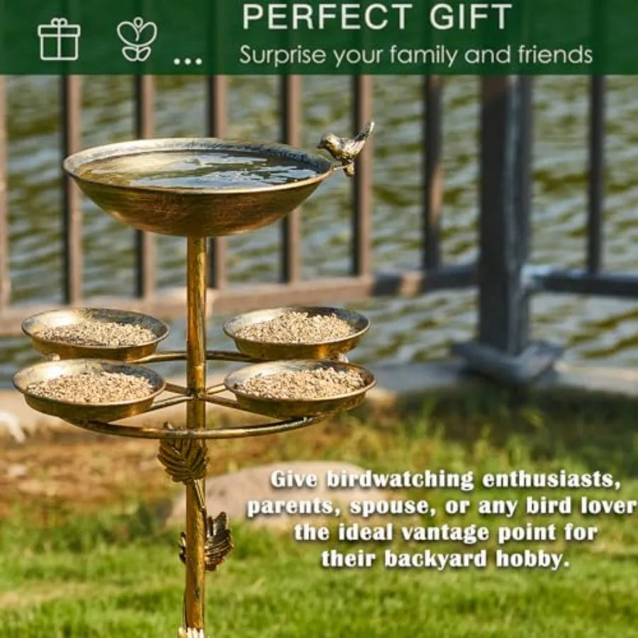 43" H Metal Bird Bath and Feeder for Outside With 4 Tray - Outdoor Garden Yard Patio Decor