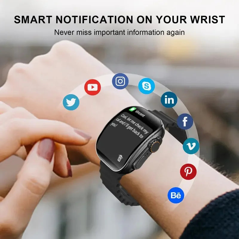 Smart Watch For Women Men, 1.83'' HD Full Touch Screen Wireless Calling Smartwatch (Answer/Make Call), Activity Tracker, 100+ Sport Modes, Pedometer, Message Alerts, Sport Fitness Tracker，Compatible With Iphone.Holiday Gift