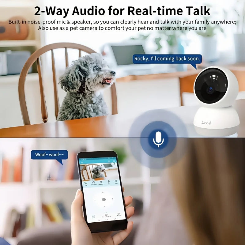 3K Pet Dog Camera with Phone App, 5G/2.4G WiFi Indoor Security Baby Camera,AI Detection 360° Pan&Tilt, 2-Way Audio, Night Vision