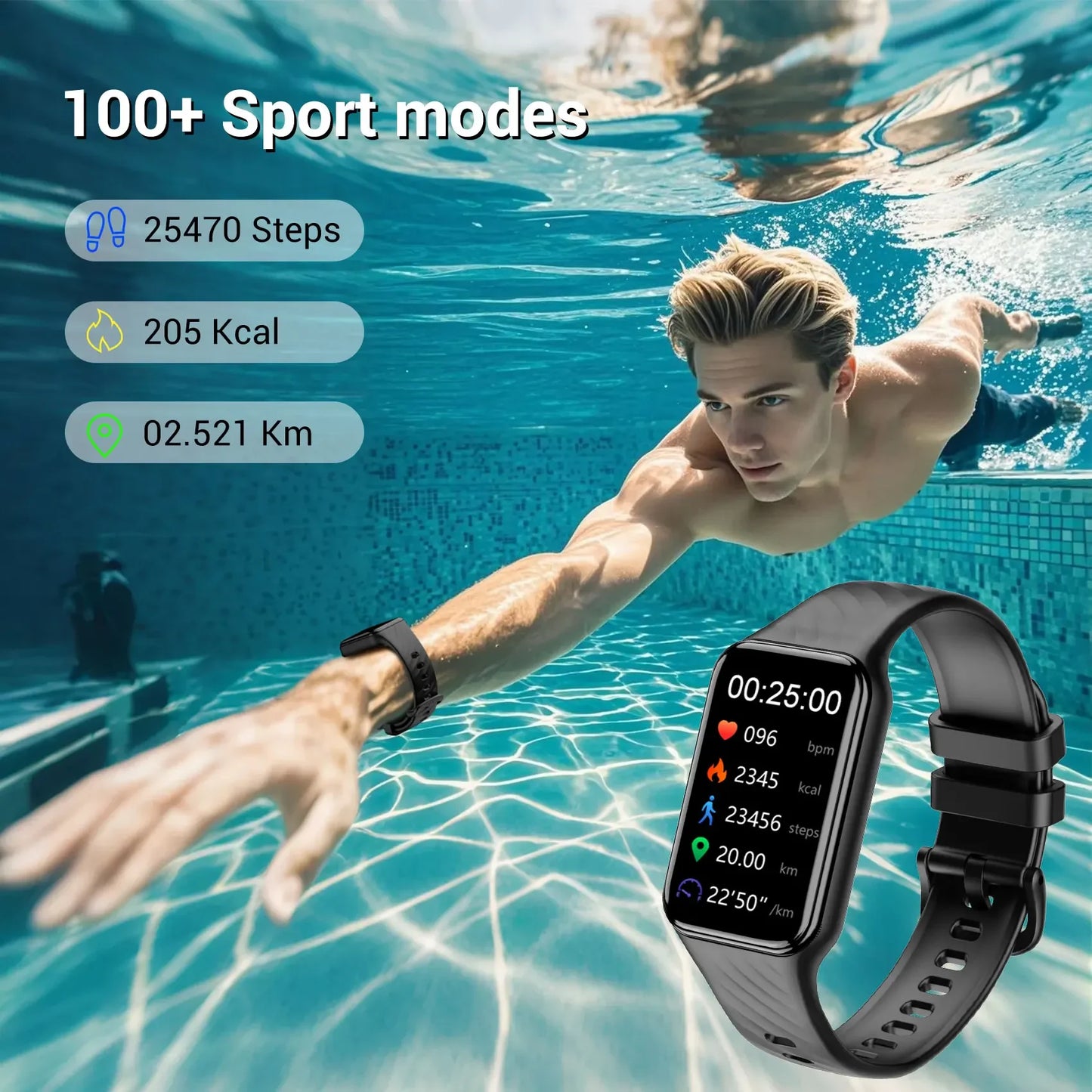 IOWODO R10 Sport Smart Watch for Men Women 1.47‘’ TFT Display Blood Oxygen Heart Rate Health Monitoring Bluetooth Smartwatch