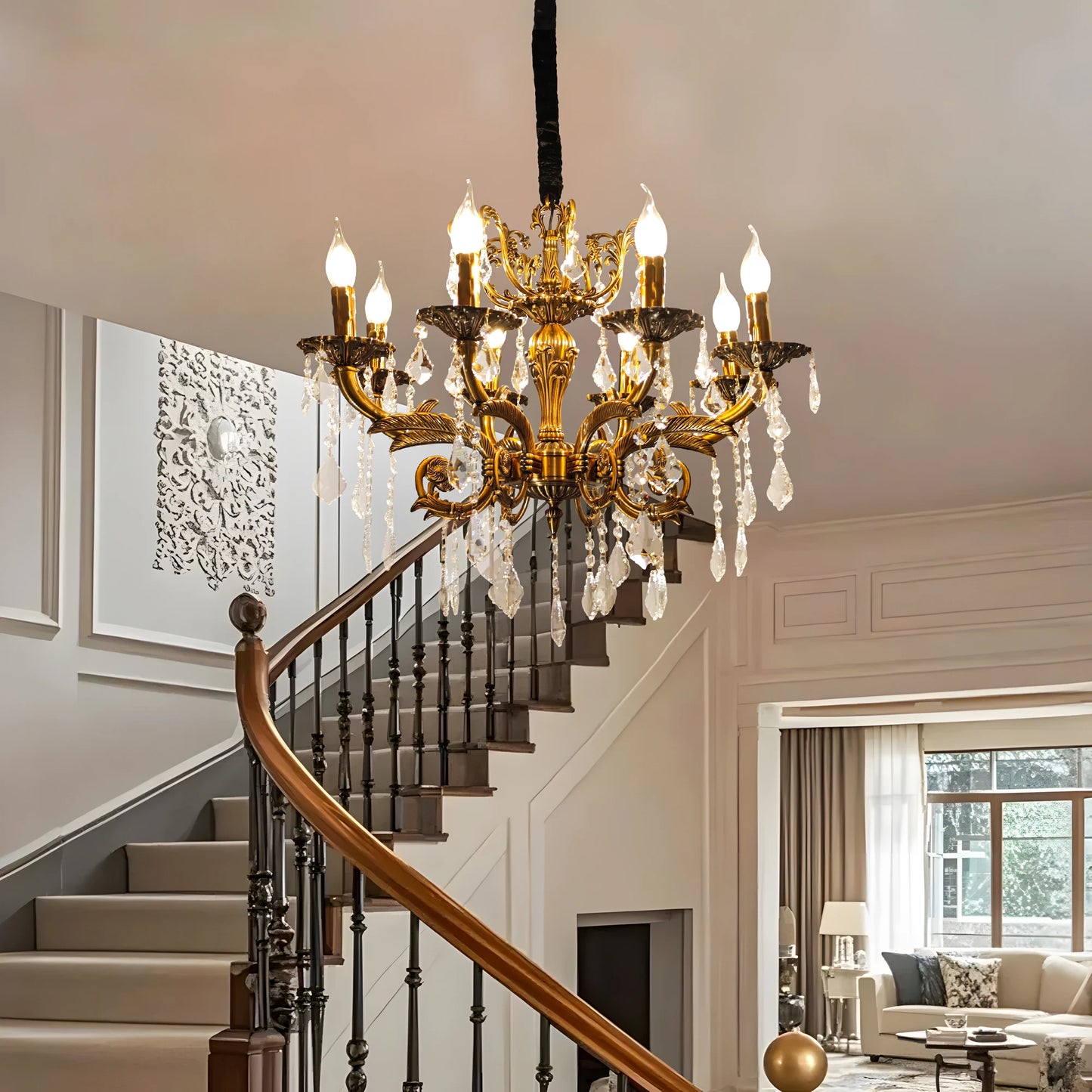 Vintage Crystal Chandelier Ceiling Pendant Light for Living Room Hallway