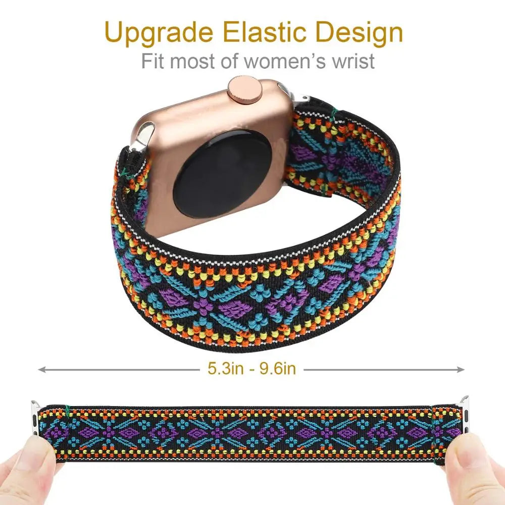 Scrunchie Strap for Apple watch band 40mm 44mm 42mm 45mm 41mm 49mm Elastic solo loop bracelet iWatch series 3 se 6 7 8 9 ultra 2
