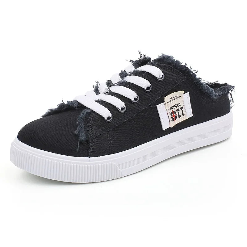 2026 Spring Summer Women Canvas Sneaker Low Top Denim Sneakers Ladies Lace-Up Flat Canvas  Board Shoes Female sapatos femininos