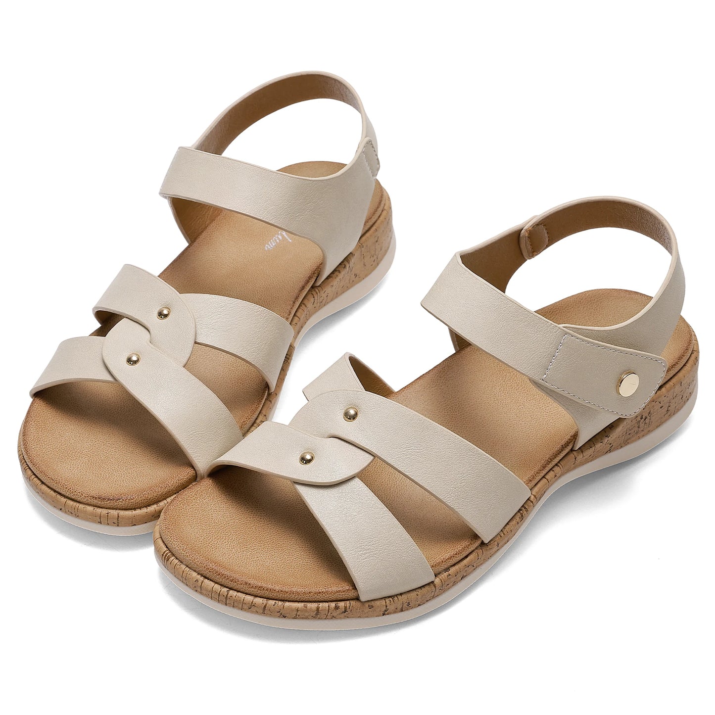 Women Open Toe Flat Sandals Arch Support Adjustable Comfort Summer Beach Casual Walking Shoes