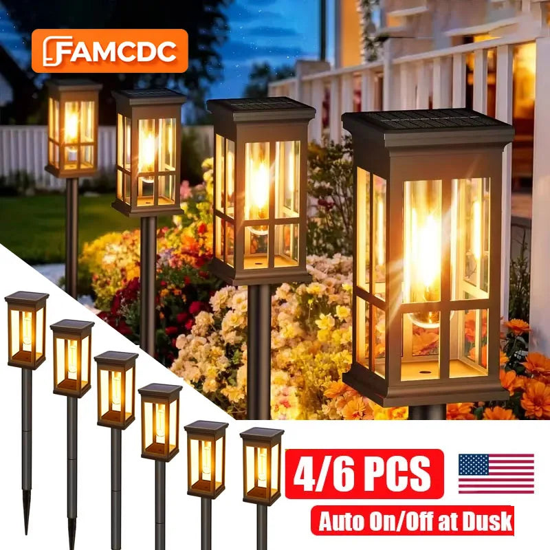 4/6 PCS Solar Pathway Light Outdoor Auto On/Off at Dusk Outdoor Waterproof Solar Lamp Garden Yard Patio Walkway Driveway Camping Decor Landscape Lighting Utomatic Pathway Lighting