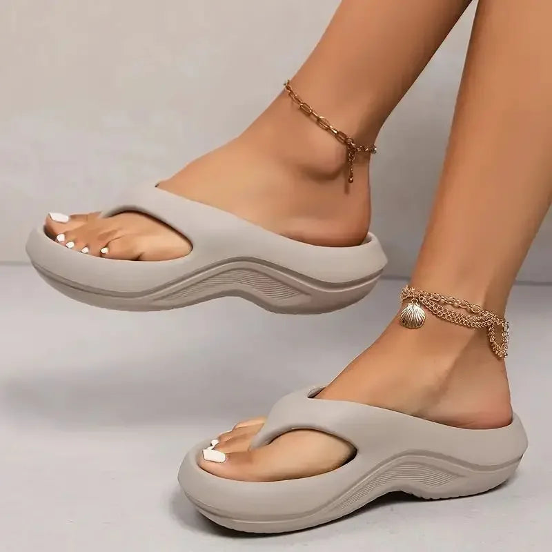 Summer Thick Platform Eva Flip Flops For Women Clip Toe Non Slip Beach Sandals Woman Comfortable Soft Sole Cloud Slippers