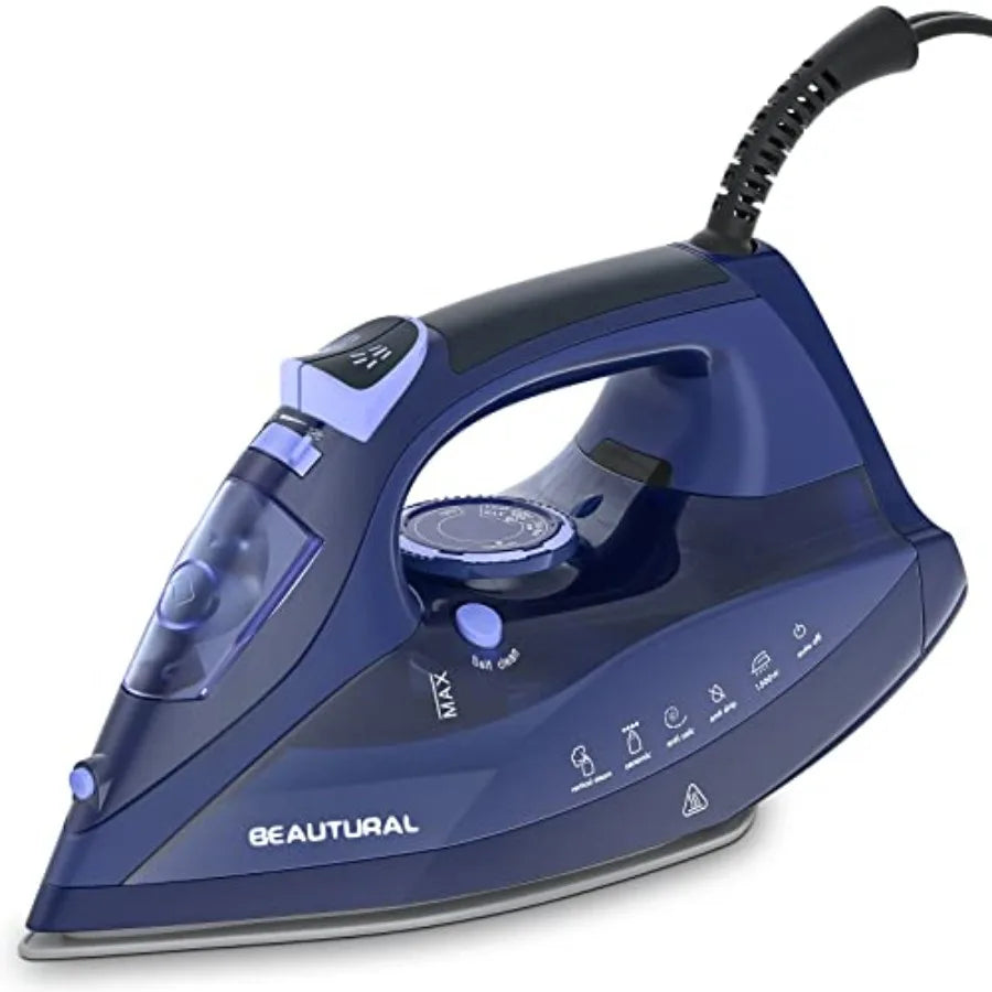 Steam Iron for Clothes with Precision Thermostat Dial, Ceramic Coated Soleplate, 3-Way Auto-Off, Self-Cleaning, Anti-Calcium, A