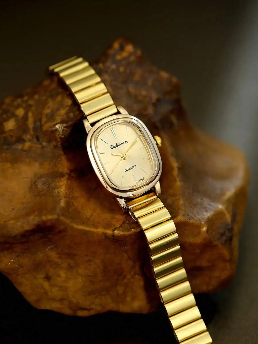 1pc Women's Square Gold Quartz Watch, Exquisite Minimalist Retro Style, Suitable For Daily Wear And An Ideal Gift For Life