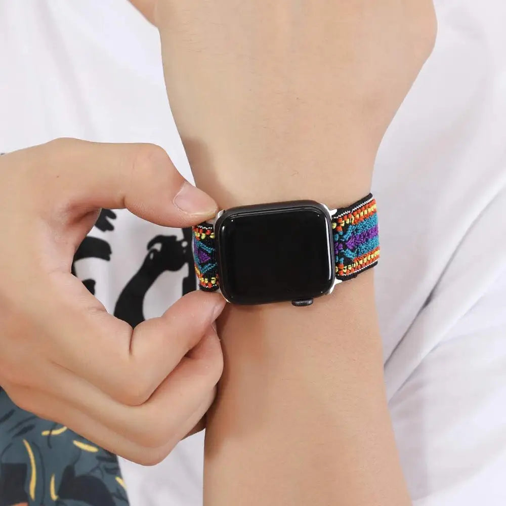 Scrunchie Strap for Apple watch band 40mm 44mm 42mm 45mm 41mm 49mm Elastic solo loop bracelet iWatch series 3 se 6 7 8 9 ultra 2