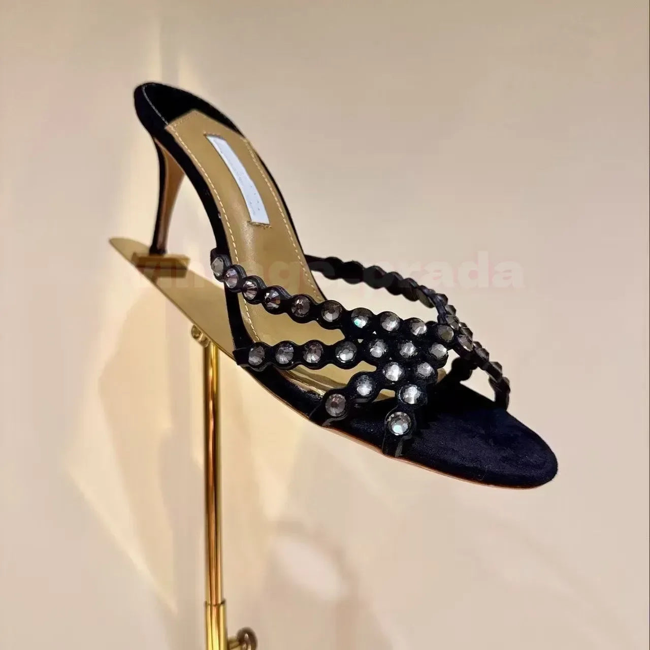 Rhinestones Sandal slipper wed Designer dress shoe bride Sliders Stiletto Kitten sandale diamond slingback crystal prom casual high heel sandals Ballerina shoes