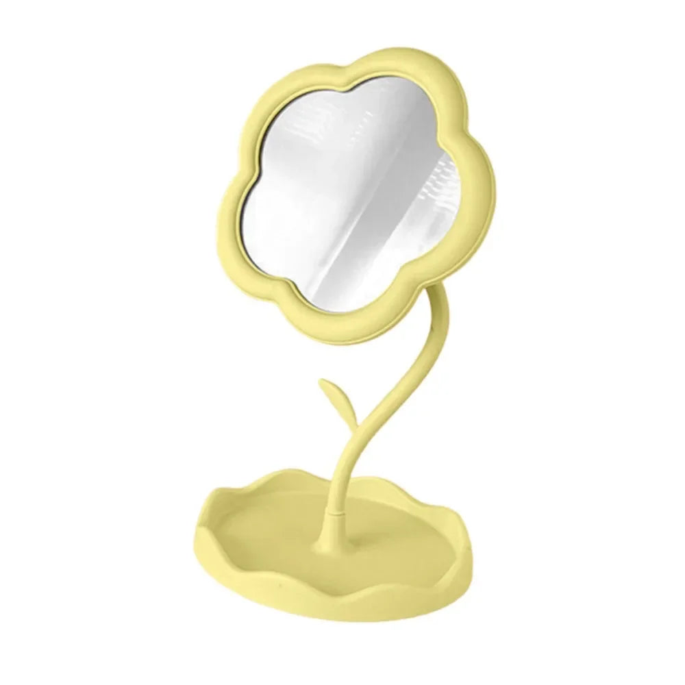 Sunflower Makeup Mirror with Jewelry Storage - Cute Heart Shape, Detachable Hanging & HD Beauty Mirror