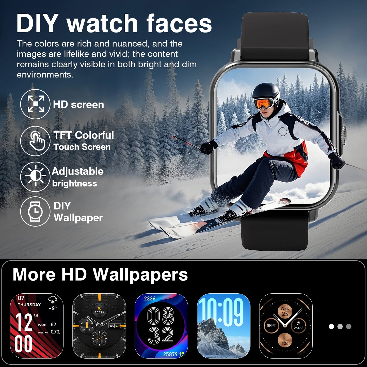 Smart Watch,Unisex Fitness Tracker ,Wireless Calling, Music Play,Weather Forecast ,Alarm Clock,Call Alerts, for Android & Iphone