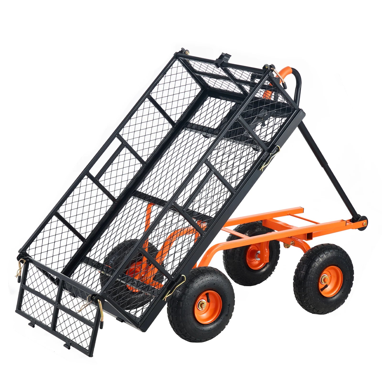 SucceBuy Garden Cart Sturdy Metal Utility Wagon with Simple Assembly V ...