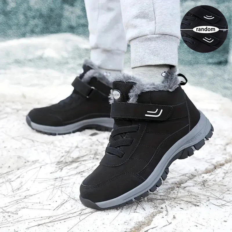Women Winter Fleece Lined Snow Boots Adjustable Hook Loop Ankle Booties Non Slip Wear Resistant Outdoor Hiking Shoes Warm Cold Resistant Casual Walking Footwear 2026 New Arrival