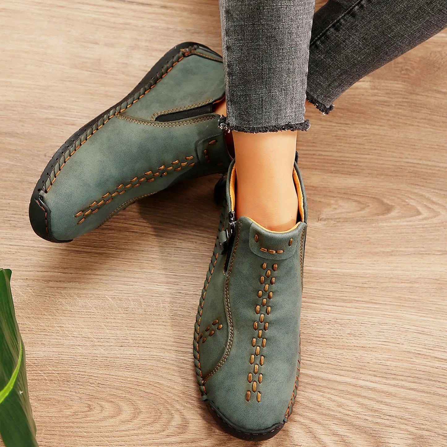 Womens Casual Shoes Ankle Boots Slip On Lightweight Loafers Mid top Walking Driving Shoes