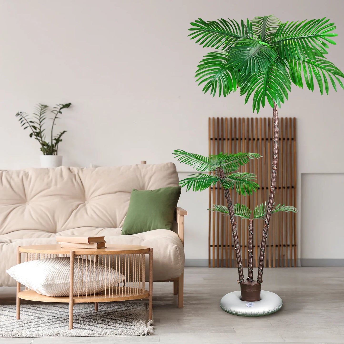 Solar-Powered LED Palm Tree Decor – 6 ft or 7 ft Artificial Tropical Tree with 8 Light Modes, Weather-Resistant Outdoor Decorati