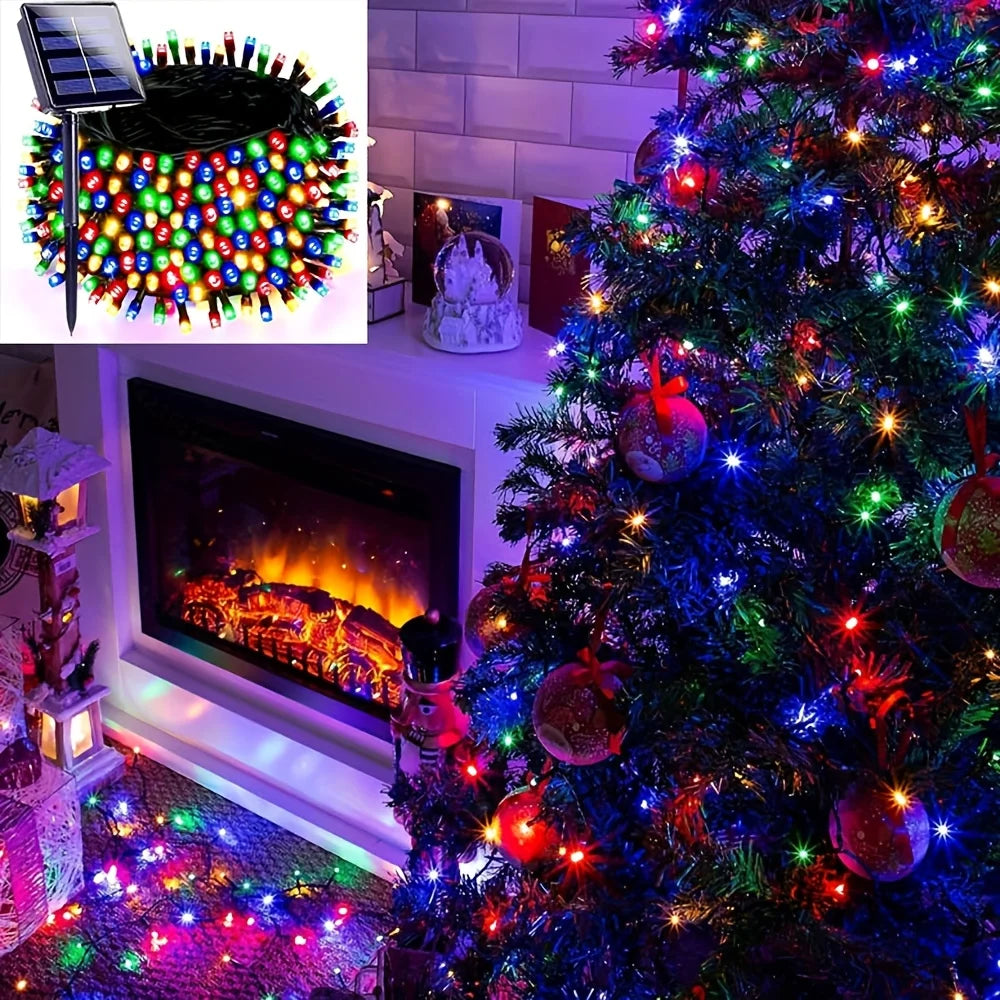 Red Blue LED Solar String Lights July 4Th Holiday Ambient Lights for Independence Day,  for Birthday Party, Holiday Party, BBQ Party, Wedding, Fami