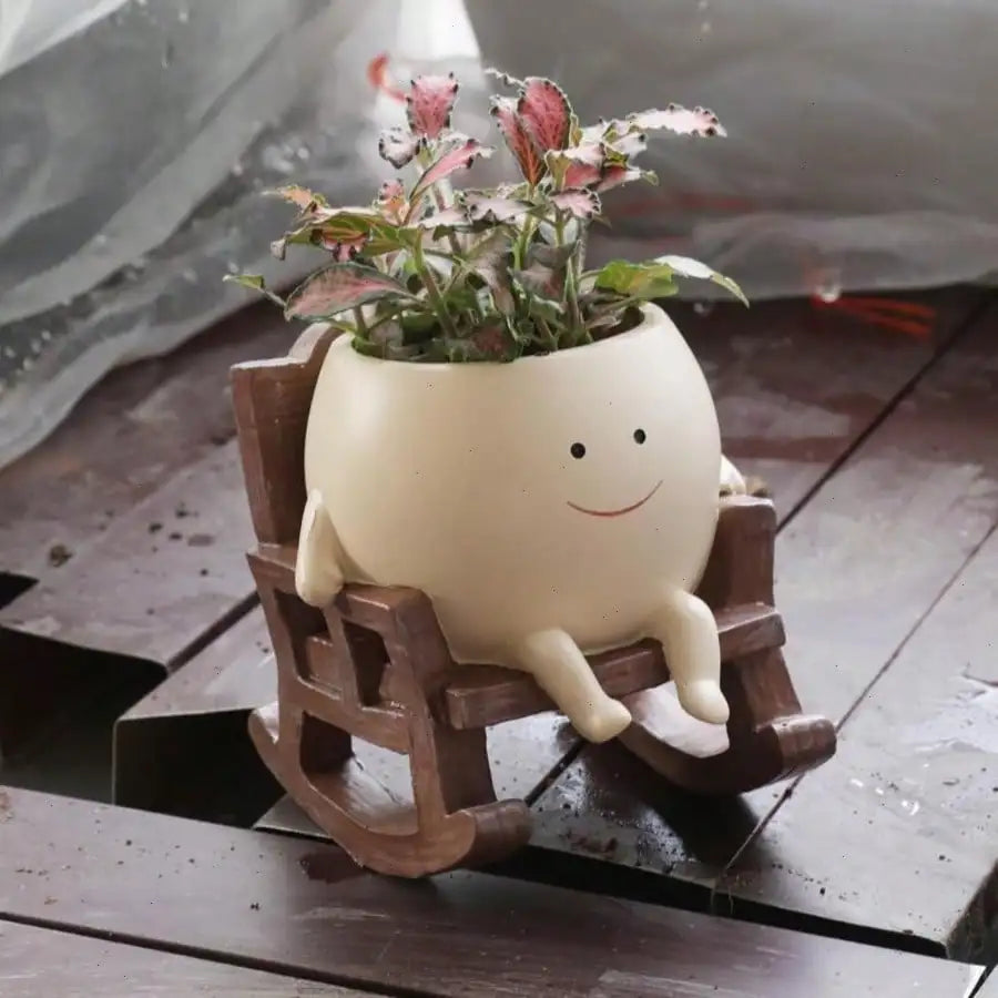 Charming Face Planter Pots, Cute Head Chair Shaped Succulent Planter, Unique Artistic Plant Pot for Small Indoor Outdoor Plants, Ideal for Home Garden Office Desktop Decor, Creative Novelty Housewarming Festival Gift for Plan