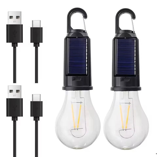 Solar Powered Portable Lamp LED Bulbs USB Charging Solar Light Waterproof Flashlight Night Light Essential for Outdoor Camping