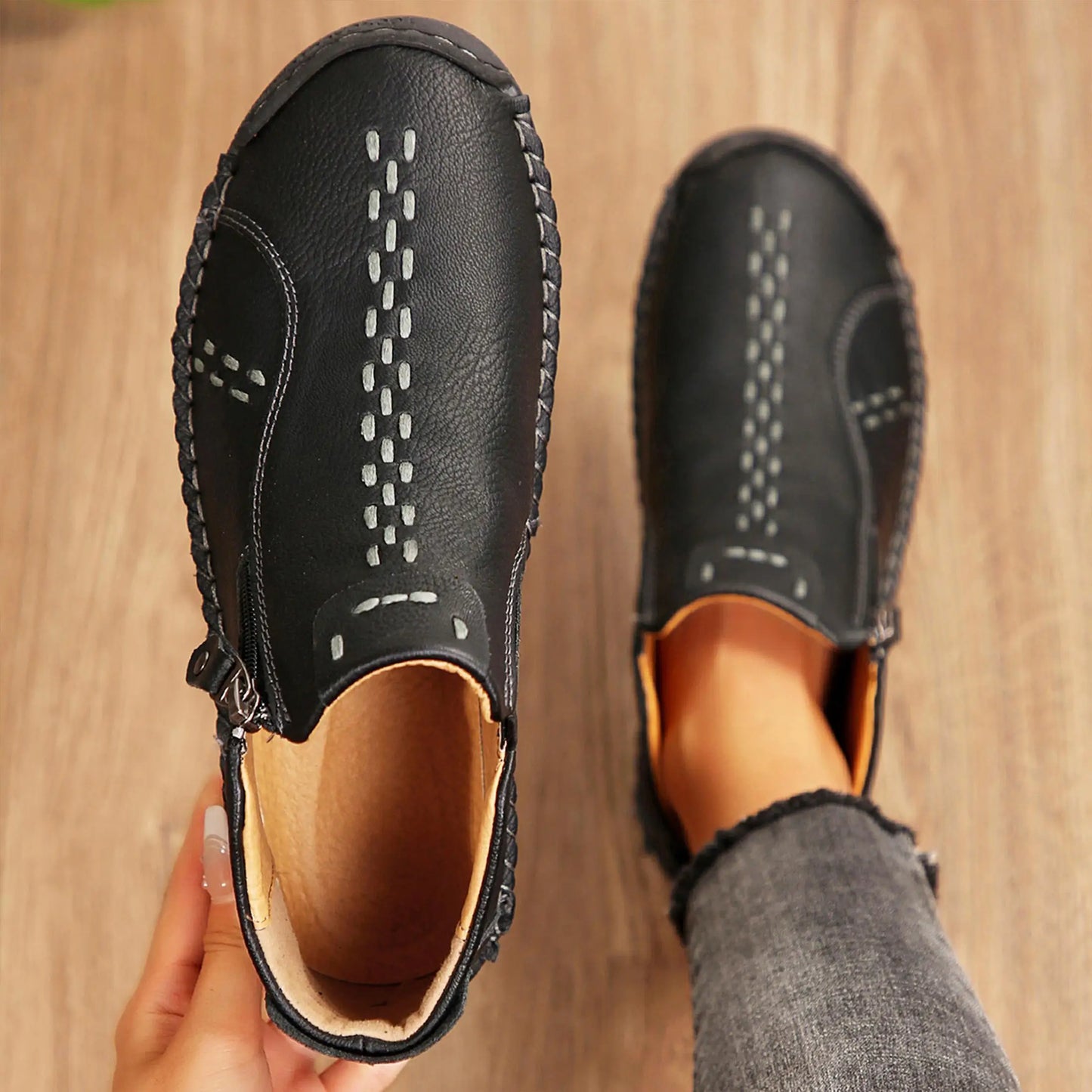 Womens Casual Shoes Ankle Boots Slip On Lightweight Loafers Mid top Walking Driving Shoes