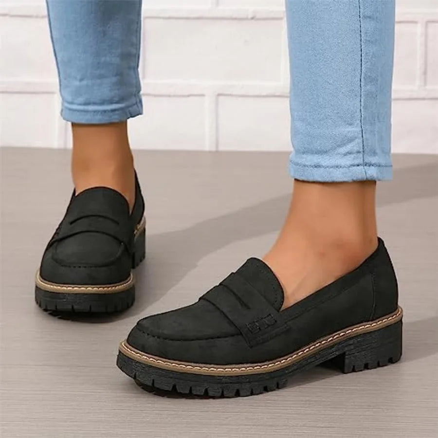 Womens Loafers Shoes Platform Chunky Penny Loafer Lug Sole Comfortable Slip On Work Office Business Casual Dress Shoes, US Size