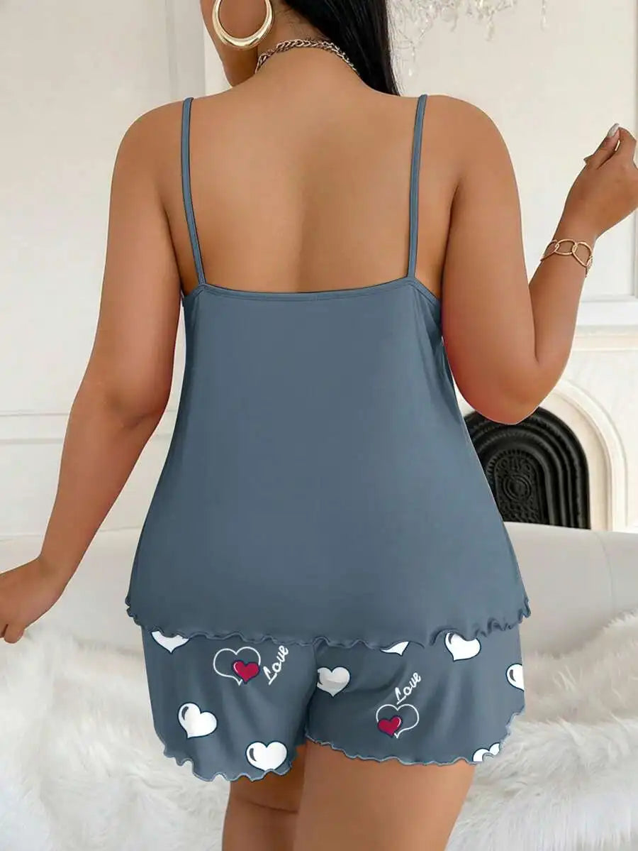 Pink Polka Dot Camisole And Shorts Pajama Set Women Sleepwear Lounge Wear