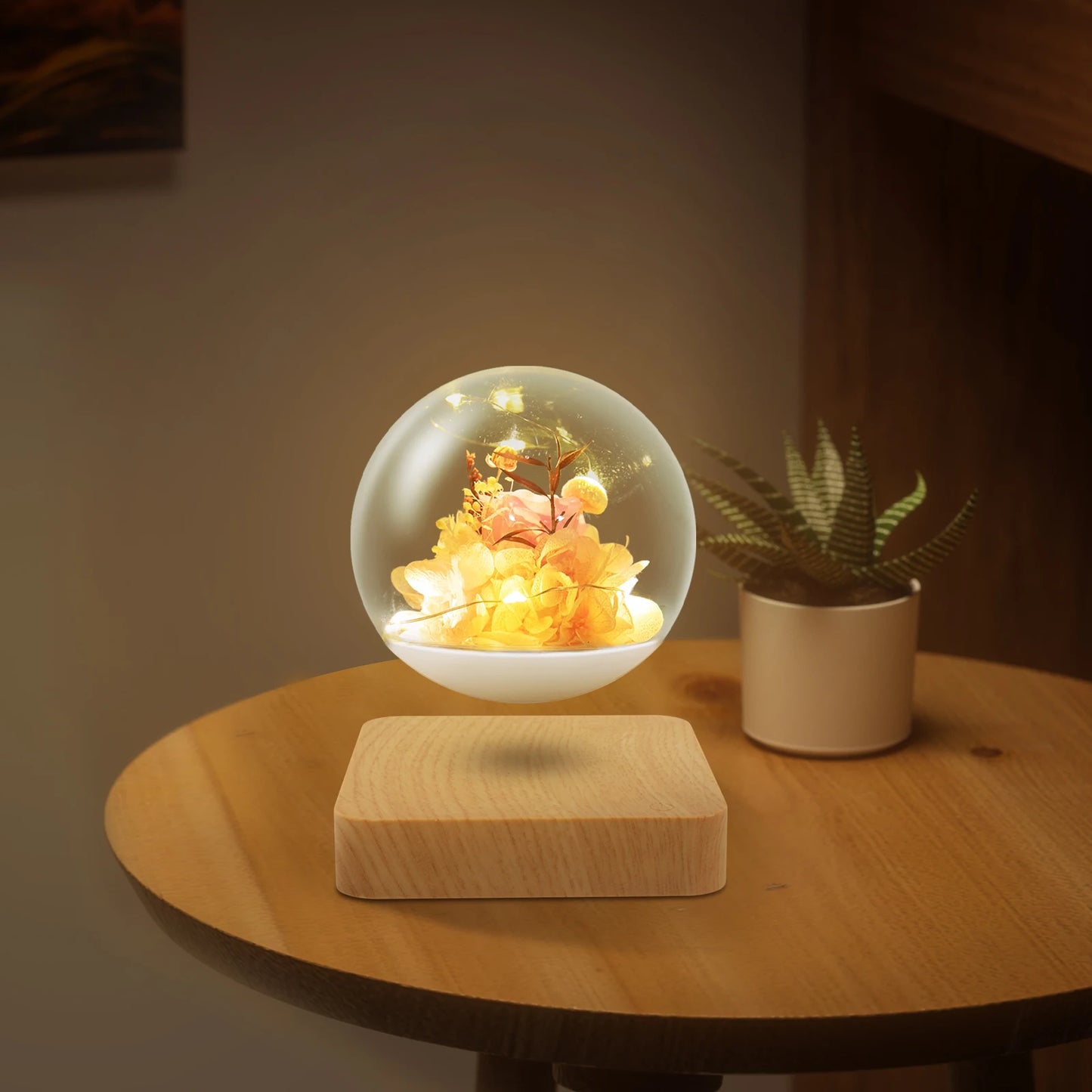 Floating Flower Lamp Floating Flowers with LED Light Magnetic Levitation Flower Light for Bedrooms/Tables/Offices/Living Rooms