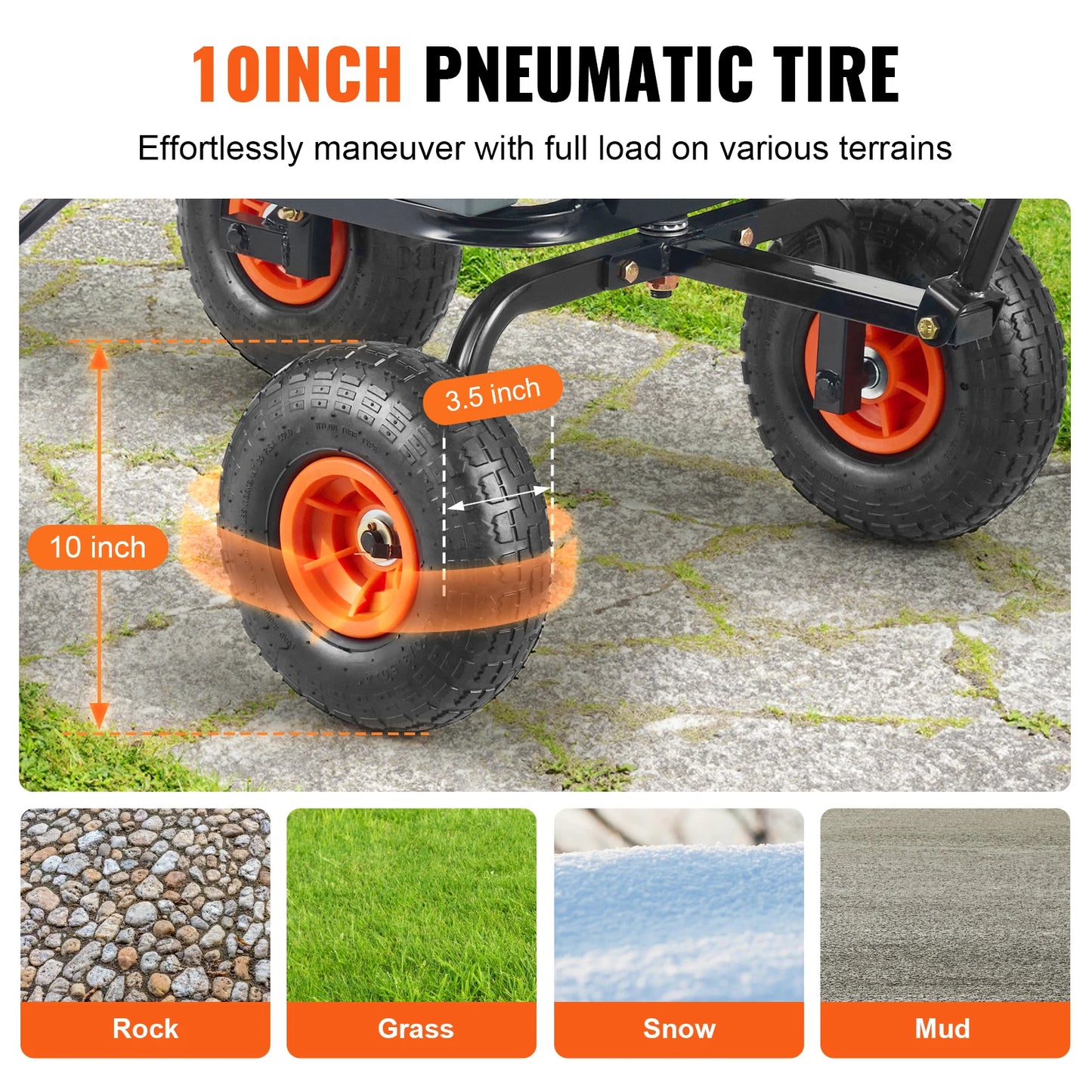 SucceBuy Dump Cart Poly Garden Dump Cart Easy to Assemble Steel Frame Dump Wagon with 2-in-1 Convertible Handle Safe Transport