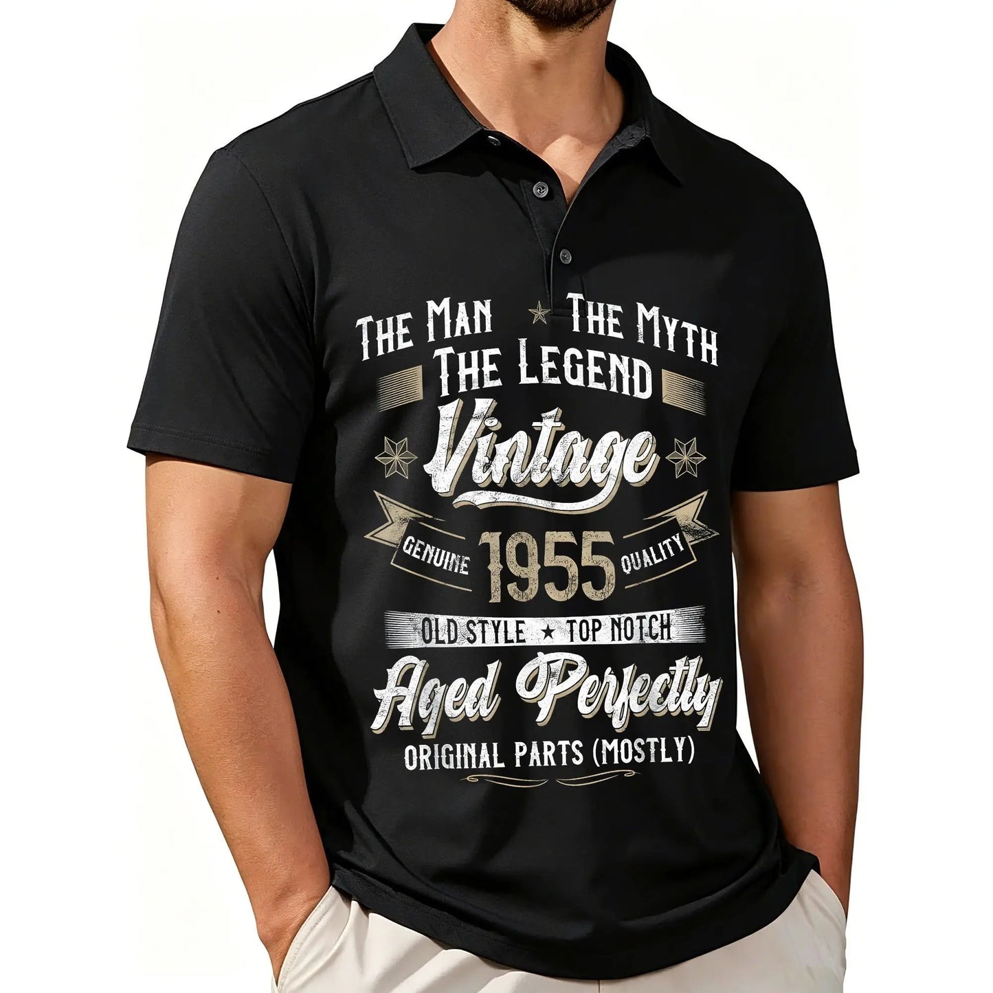 Men's Polo Shirt 1955 Retro 70Th Birthday Gift Printed Top Casual Style, Comfortable to Wear, Well-Tailored Fit