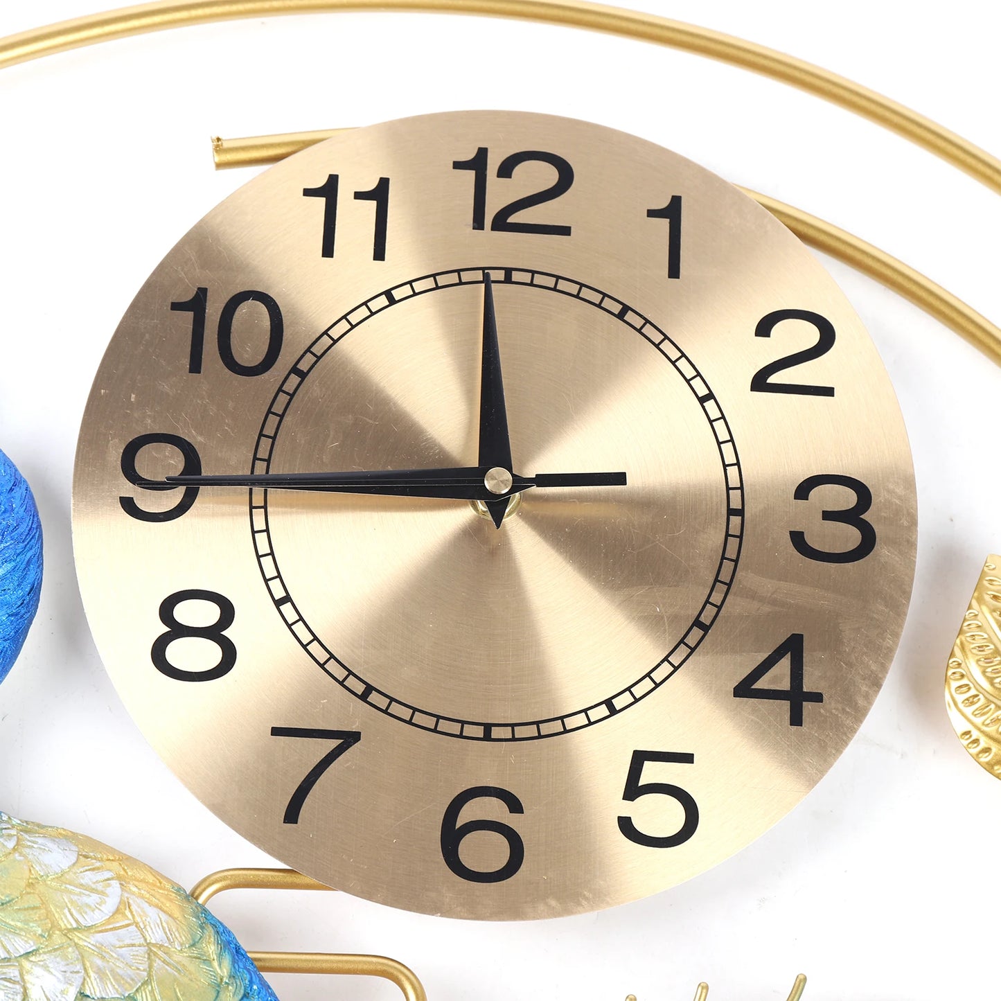 Peacock Art Wall Clock, Large Metal Silent Non-ticking Timepiece, Elegant Luxury Wall Decor for Home Living Room Bedroom