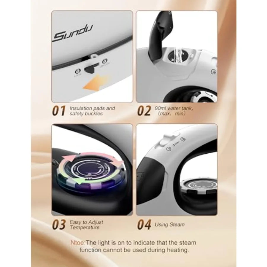 1000W Mini Travel Steam Iron, Portable Small Iron for Quilting and Sewing, Non-Stick Soleplate, 300 Steam Holes, 90ml Tank, Saf
