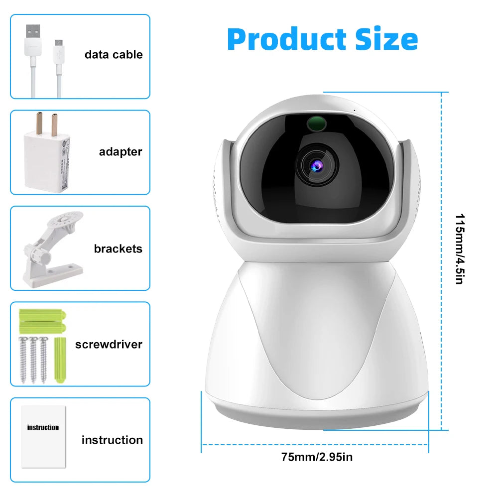 5G Dual Band WiFi Security Camera 1080P HD Indoor PTZ IP Camera 355° Pan 90° Tilt Baby Monitor Two Way Audio Motion Detection Night Vision AP Hotspot Wireless Surveillance Camera