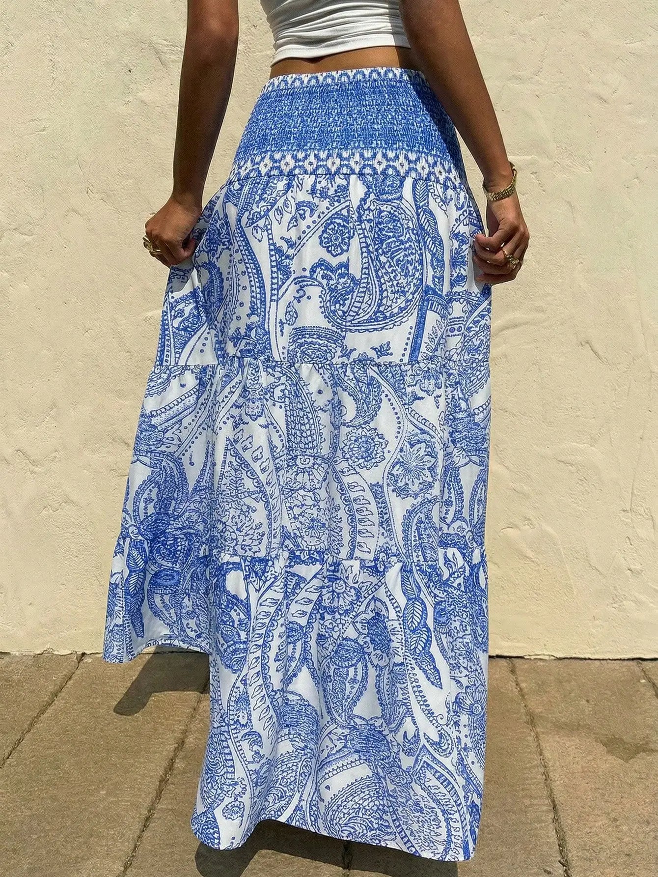 Sunnyshic Women's Bohemian Print Skirt, Casual Vacation & Daily Wear, Spring/Summer