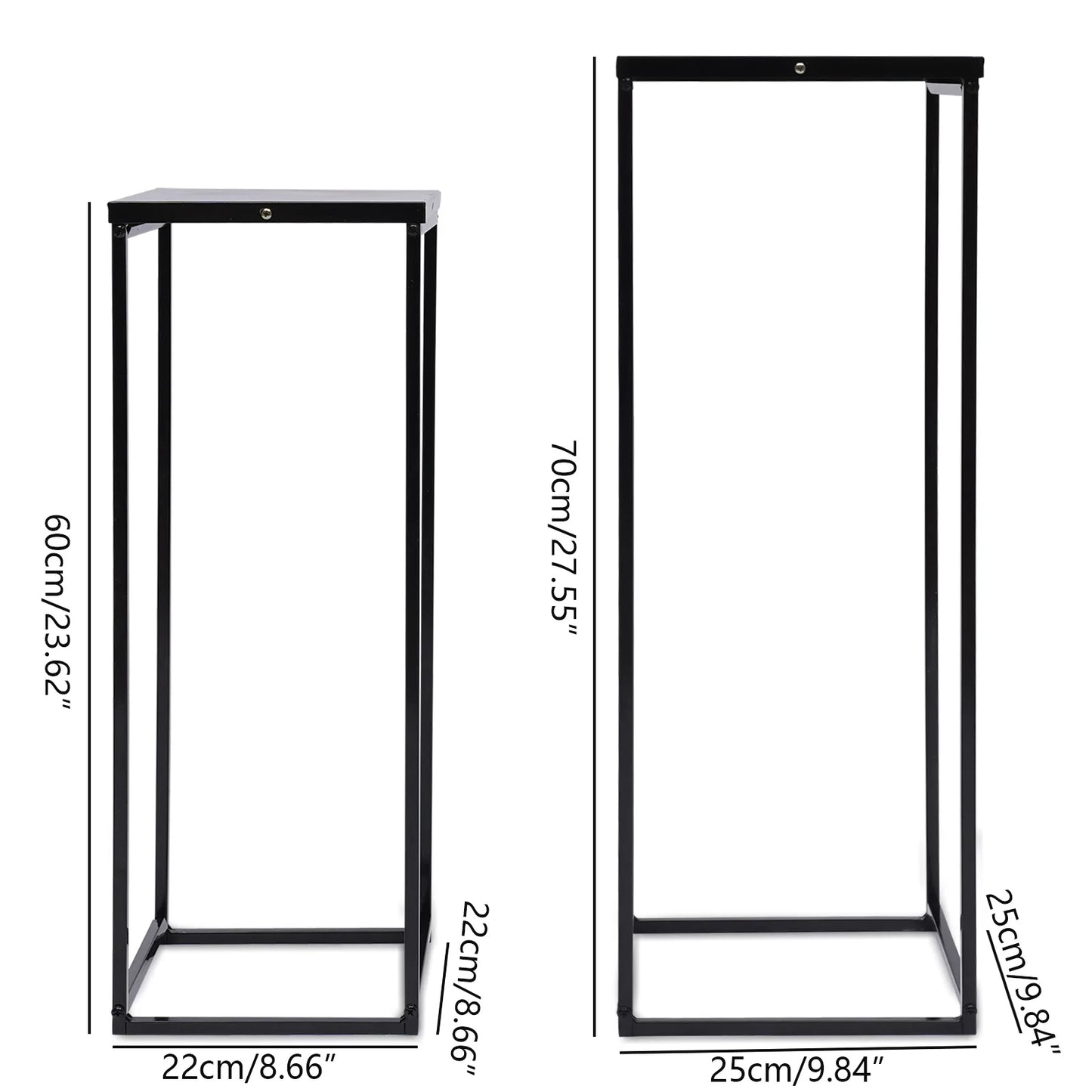 2PCS Black Plant Stand Metal Square Flower Holder Durable Rack Patio Garden For Living Room Decor