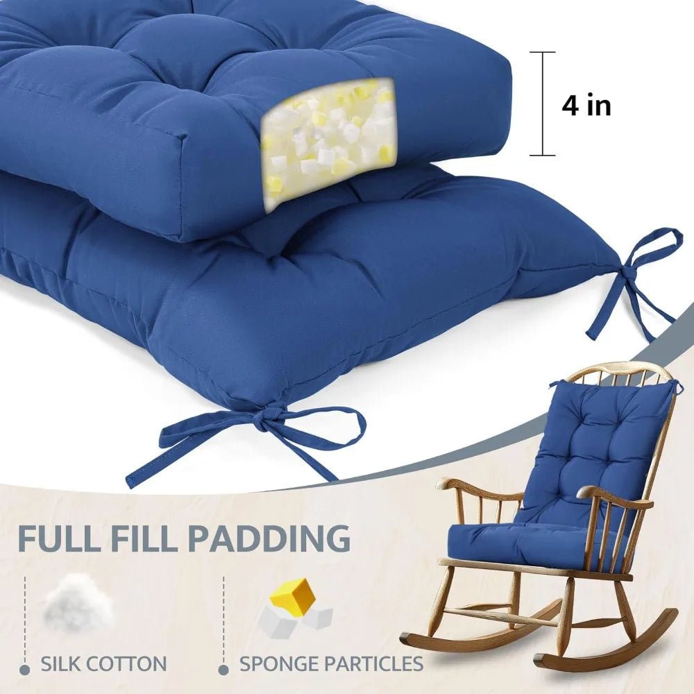 mudilun Rocking Chair Cushion Non-Slip Tufted Indoor/Outdoor Rocking Chair Cushions 80% Water Proof with Straps for Living Room