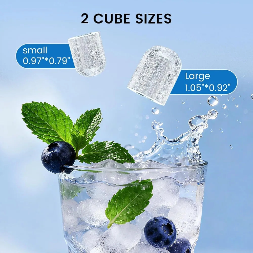 Portable Ice Maker, 26lbs/24Hrs, 8 Cubes in 6 Mins, Self-Cleaning, Quiet Compact for Kitchen RV Camping