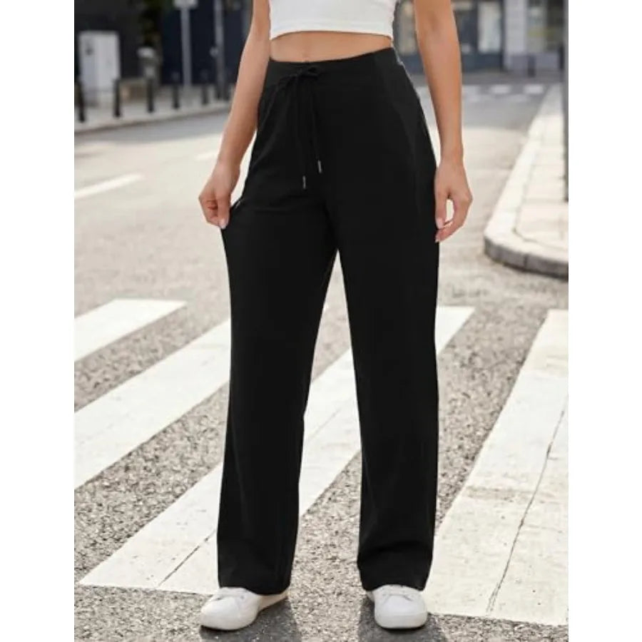 Blooming Jelly Womens Wide Leg Casual Yoga Pants with Pockets Lounge Dress Pants Comfy Trousers Slacks