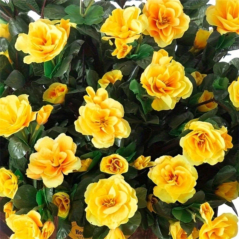 Outdoor Fall Artificial Red Azalea High Quality Flowers Bushes UV Resistant Decor Fake Flowers Home Decorations Small For Garden