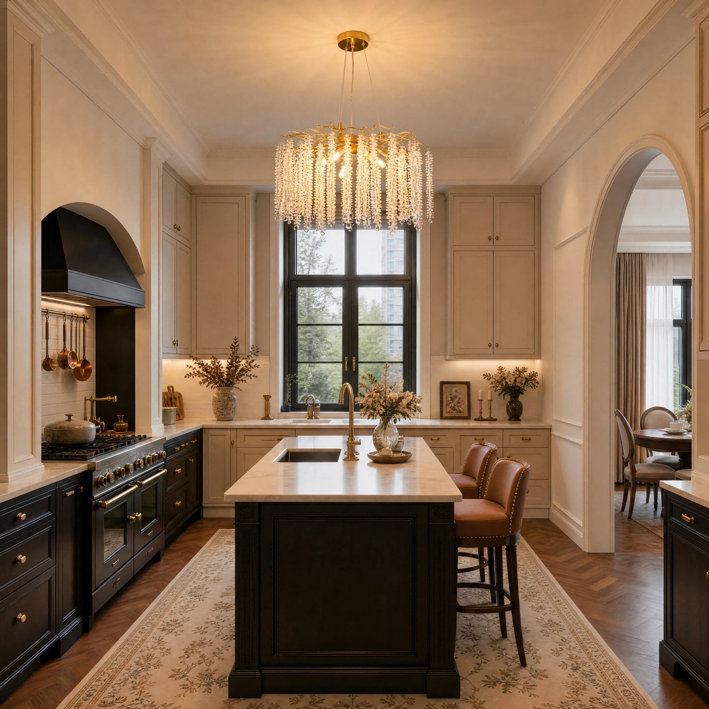 Modern Gold Crystal Chandelier, Tree Branch Adjustable Raindrop K9 Crystal Ceiling Light for Kitchen Island Dining Room Living Room Bedroom Hallway