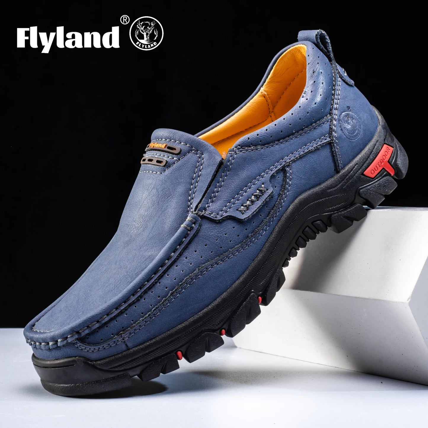 FLYLAND Original Men'S Loafers Handmade Shoes Business Casual Shoes Slip-On Ankle Boots Dress Boots