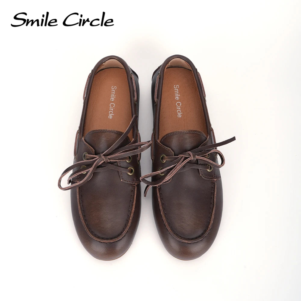 Genuine Leather Boat Shoes Women Flats Classic Moccasin Style for Everyday Comfort