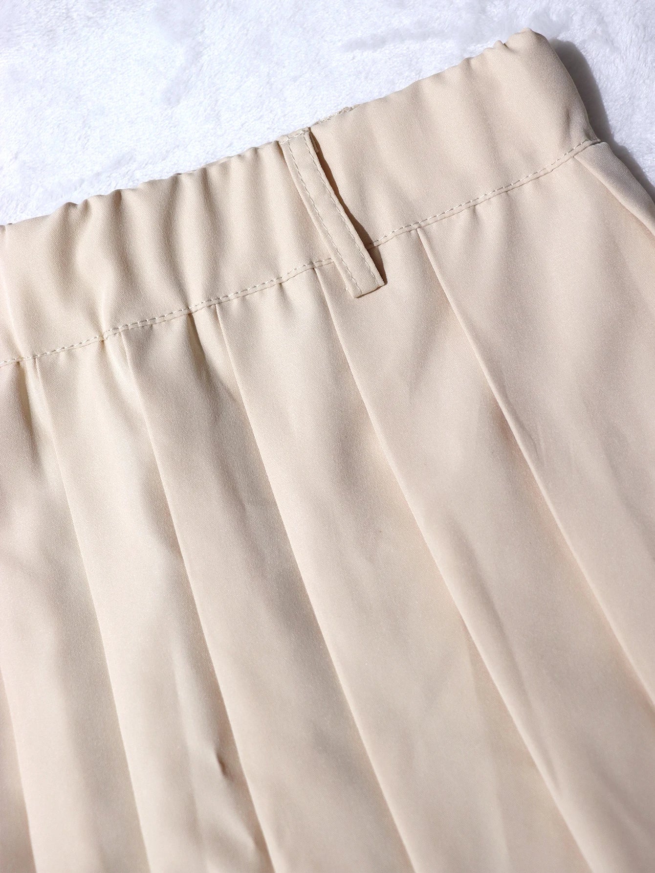 2-Piece Beige Lapel Sleeveless Blazer Vest Pleated High Waist Mini Skirt Set Women Office Work Wear Outfit