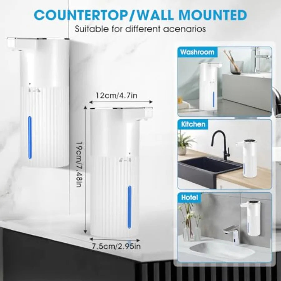 4 Pack Touchless Automatic Soap Dispenser for Bathroom Countertop Kitchen Sink, White Stripes ABS Plastic, Smart Sensor Foam Ha