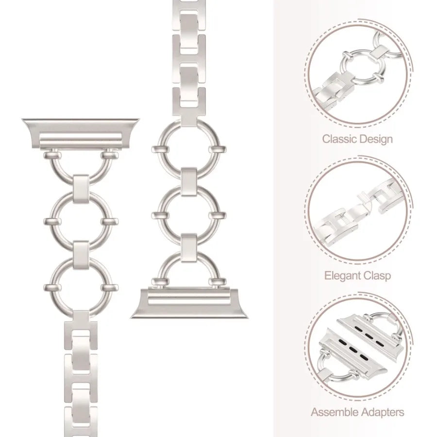 Compatible with Apple Watch Band 42mm 44mm 45mm 49mm for Women Girl, Thin Stainless Steel Wristband Strap Band for Apple Watch