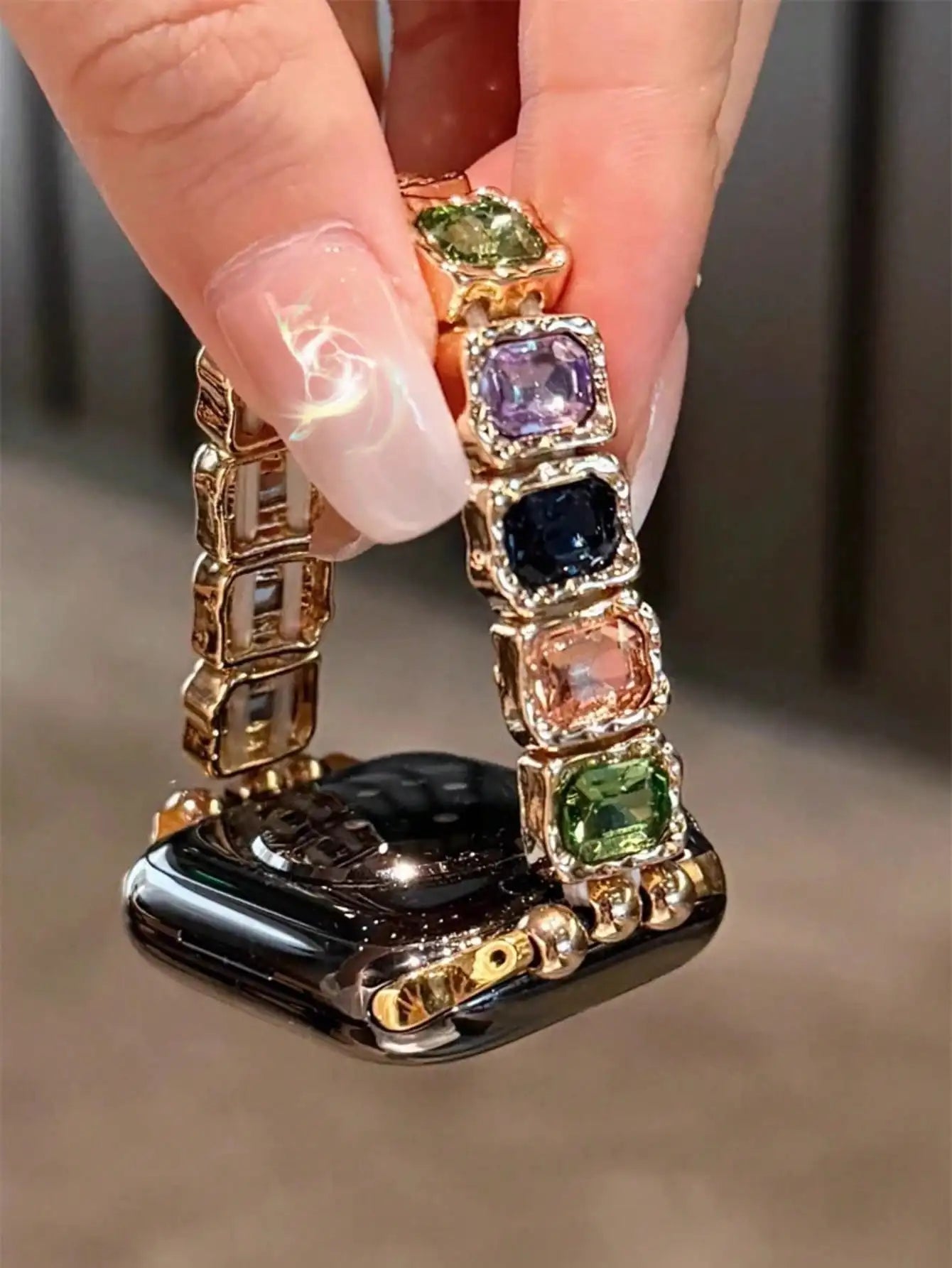 Luxury Bling Rhinestone Rose Gold Stainless Steel Watch Band for Women, Jewelry Replacement Strap Compatible with Apple Watch 38/40/41/42/44/45/46/49mm, Fit Ultra 3, Ultra 2, Ultra 1, SE3, SE, Series 11 10 9 8 7 6 5 4 3 2 1